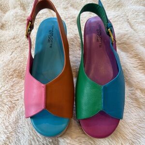 Charlotte Stone Cedric Platform Slingback Sandals Size 8